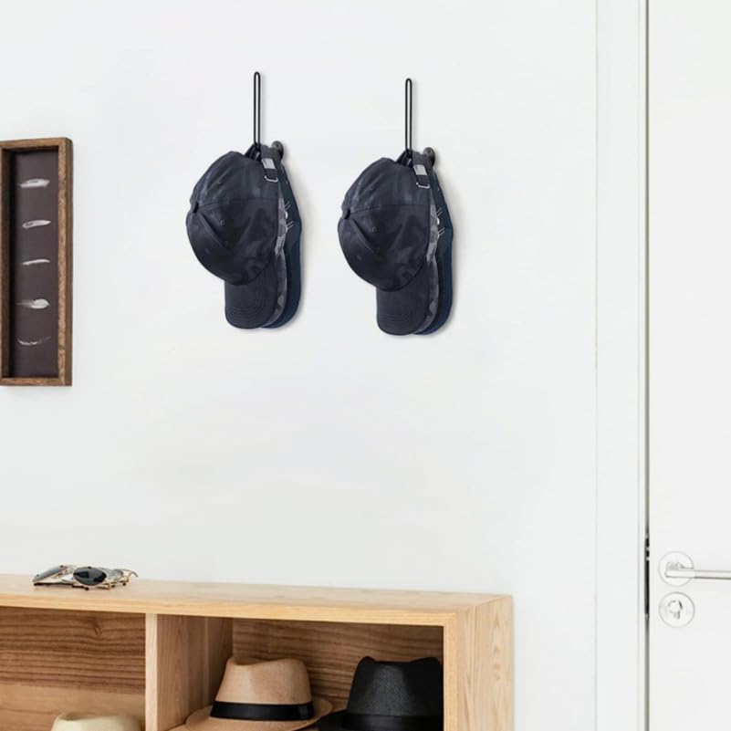 Ciieeo Wall Mounted Baseball Cap Holder 2pcs Metal L-Shaped Hat Storage Rack Black Baseball Hat Organizer for Closet and Home Storage