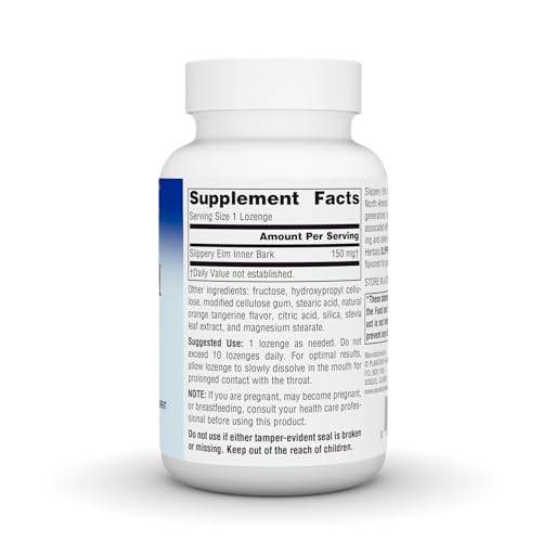 Planetary Herbals Slippery Elm Tangerine Lozenges, Herbal Throat Support, 100 Lozenge