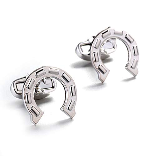 Mancuernillas para hombre diseño herraduras plateadas miniatura 1