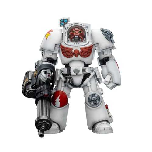 JOYTOY Action Figures Warhammer 40K Terminator Squad 1/18 Movable Model Collectible Figurine Ages 15+ (White Scars Terminator 3 with Power Fist and Assault Cannon)