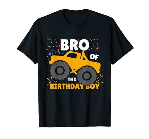 Monster Truck Bro Of The Birthday Boy Funny Boys B-day Team Maglietta