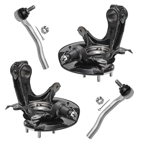 Image of Detroit Axle - Front 4pc Steering Knuckles Kit for 13-16 Honda Accord, 2 Steering Knuckles & Wheel Bearing Hubs 2 Outer Tie Rod Ends 2013 2014 2015 2016 Replacement