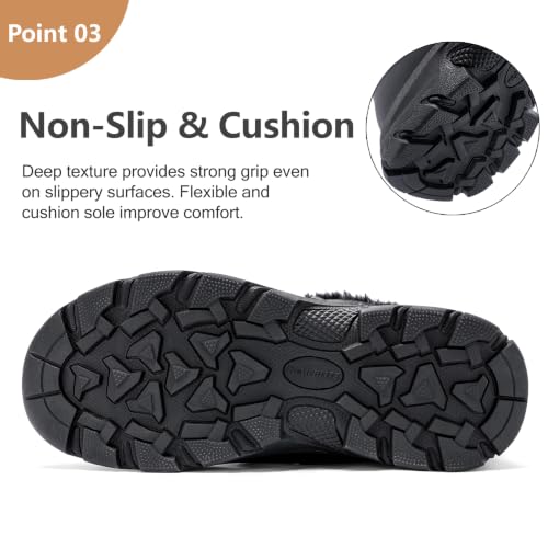 Image of Mens Winter Snow Boots Water Resistant Non Slip Faux Fur Lined