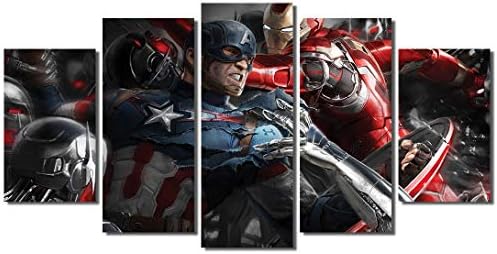Picture Sensations® Framed Canvas Art Print, Marvel Avengers Age of ultron Super Hero, Captain America, Iron Man, Hulk, Thor, Black Widow, Hawkey - 60"x32"