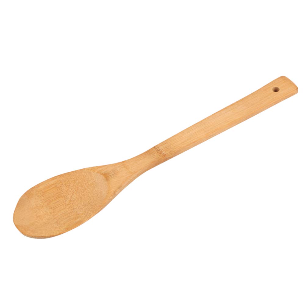 Fackelmann 100% Pure Natural Non Stick Solid Bamboo Spoon | Withstands Temperature Upto 230°C | Ideal for Non-Stick Cooking | Strong, Light & Durable | Anti Fungal and Anti Bacterial - 30Cm, Brown