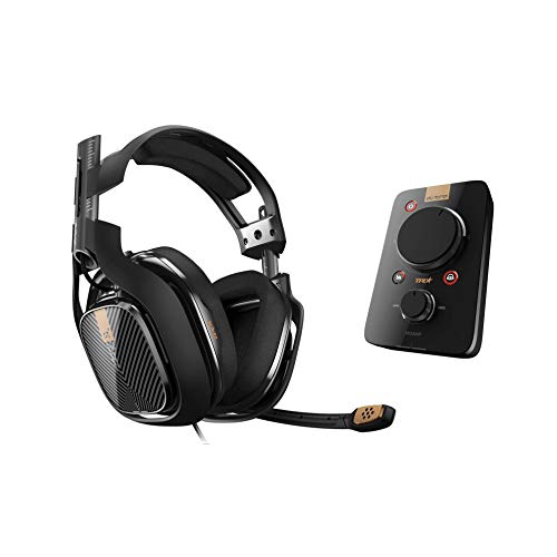 ASTRO A40 TR Gaming-Headset + MixAmp Pro TR Adapter, 3. Generation, 7.1 Dolby Surround Sound, Austauschbares Mikrofon, Lautsprecher-Tags, Leichtgewicht, Mod-Kit Kompatibel, PC/Mac/PS4 - schwarz/gold