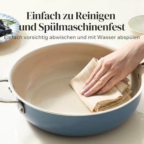 Redchef Schmorpfanne 28cm Keramik Antihaft mit Deckel Induktion, Blau – Ansicht 4