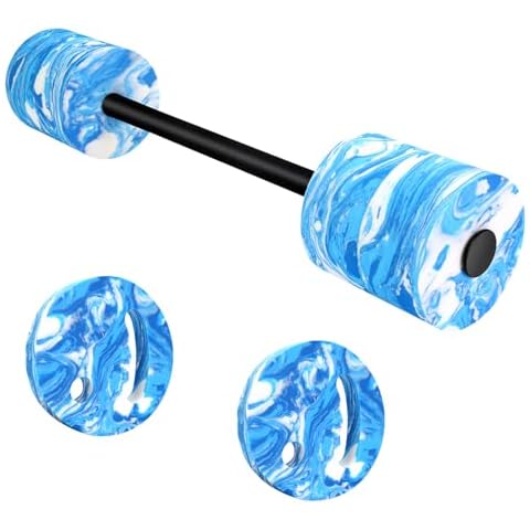 IEBIYO 29.3’’Aquatic Exercise Equipment Swim Barbell High Density EVA Foam Swim Dumbbell with Water Exercise Discs Aquatic Fitness Equipment for Adults (Blue) Cover