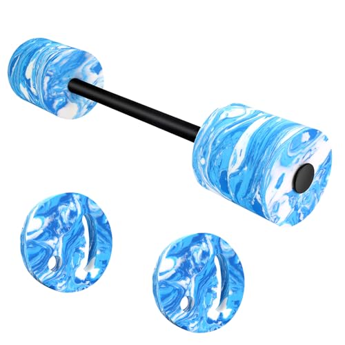 IEBIYO 29.3’’Aquatic Exercise Equipment Swim Barbell High Density EVA Foam Pool Swim Dumbbell with Water Exercise Discs Aquatic Fitness Equipment for Adults (Blue)
