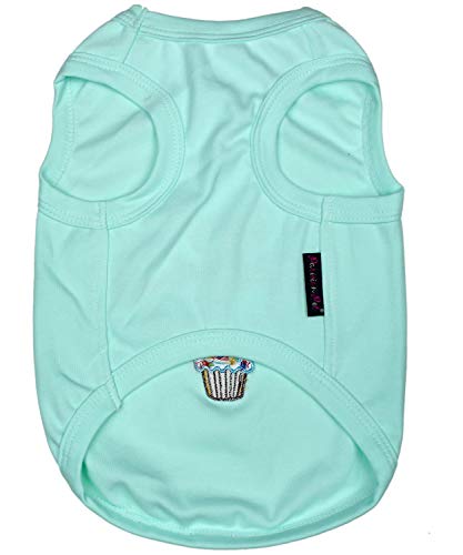 Parisian Pet Dog Summer Clothes | 'It's My Birthday Blue' Funny Dog Tshirt With Embroidery Pattern, Size L #TOP2