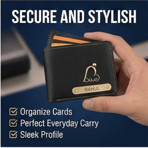 Image of NCGIFTS Personalized Gift Hamper for Men - Custom Engraved Wallet, Metal Pen, Water Bottle & Keychain Set | Premium 4-in-1 Combo for Birthday, Anniversary & Corporate Gifting