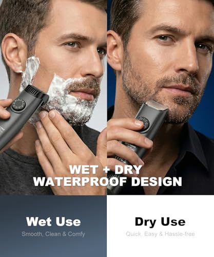 Image of Beard Trimmer for Men, 40 Adjustable Length Settings, Smooth Facial Hair Trimming, LCD Display, Beard Trimmer, Waterproof for Wet & Dry Use, Washable -Gray