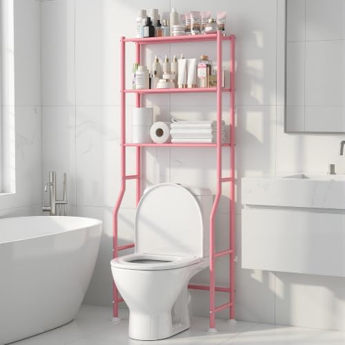 Livilord 3-Tier Over Toilet Storage Rack, Anti-Wobble, Pink