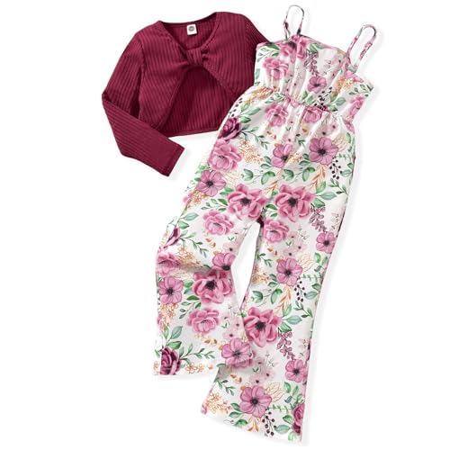 Image of HIHA Girls Sleeveless Jumpsuits Outfit Long Sleeve Twist Front Tops Romper Clothes Set Size 4-12