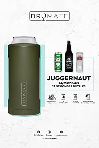 BrüMate Hopsulator Juggernaut Can Cooler Insulated for 24oz / 25oz Cans | Can Coozie Insulated Stainless Steel Drink Holder for Beer, Tea, and Energy Drinks (Matte Gray)