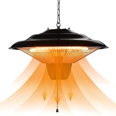 TRUSTECH Hanging Patio Heater, 1500W Infrared Ceiling Heater for Outdoor & Indoor Use, 3s Fast Heating, IP34 Waterproof, Silent Operation, Adjustable Chain, Ideal for Home Balcony Garage