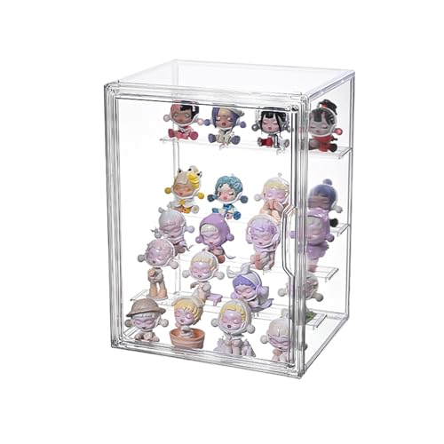 QIYUNI 5 段 フィギュアケース クリア透明 マグネット開閉扉 防塵防汚 積み重ね対応 27cm×22cm×36cm コレクション展示ストレージ