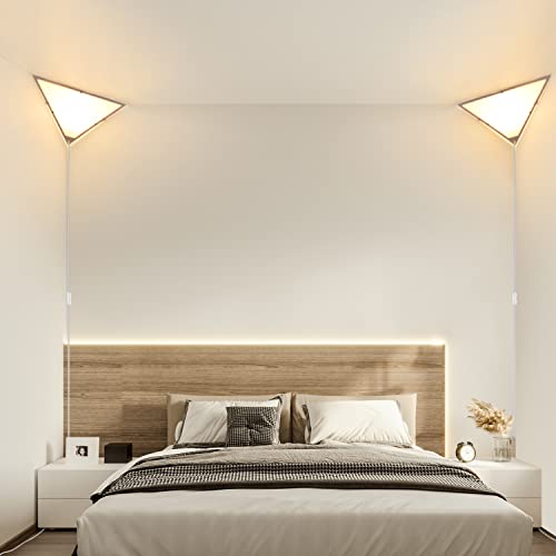 Zlierop Corner Lights For Living Room, Corner Light 2 Pack With Switch, Plug In Ceiling Lights With Acrylic White Shade, Modern Triangle Corner Lights For Bedroom, Kids Room, Office, Apartments #TOP1
