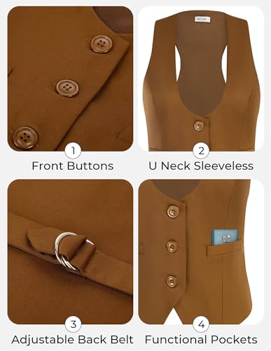 Image of GRACE KARIN Women's Suit Vest Top, Dressy Casual Sleeveless Button Waistcoat, Fromal Steampunk Blazer for Work Office