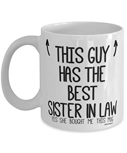 MIPOMALL Mug pour beau-frère – Cadeaux pour beau-frère – This Guy has The Best Sister in Law – Cadeaux d'anniversaire, cadeaux de Noël – Tasses à café – wm7424