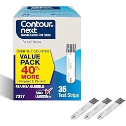 1 of Ascensia Contour Next Blood Glucose Test Strips for Diabetes – 35 Count (1 Pack) - Accurate, No Coding, Second-Chance Sampling, Compatible with All Contour Next Meters for Easy Blood Sugar Testing