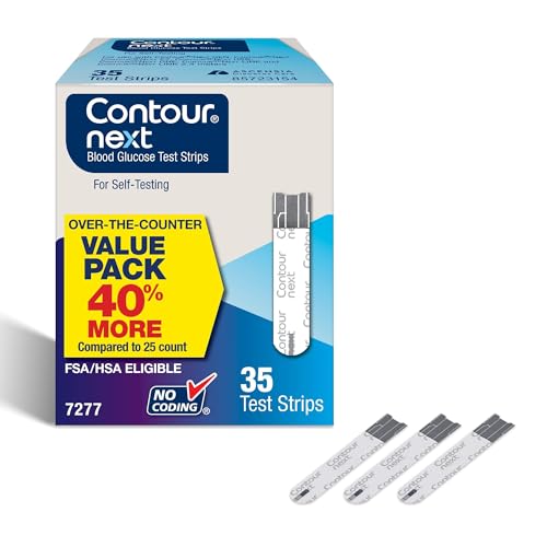 Ascensia Contour Next Blood Glucose Test Strips for Diabetes 35 Count (1 Pack) - Accurate No Coding Second-Chance Sampling Compatible with All Contour Next Meters for Easy Blood Sugar Testing