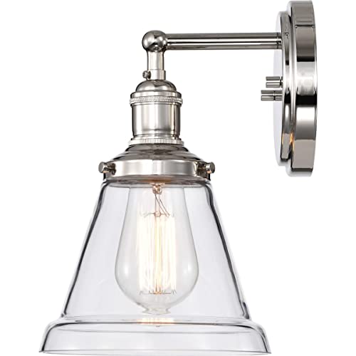 Image of Nuvo Lighting 60 /5412 Vintage Incandescent One Light Wall Sconce Clear Glass with Step Polished Nickel