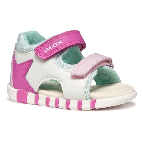 Geox Baby Girls B Sandal IUPIDOO Gir, White/Fuchsia, 3.5 UK Child