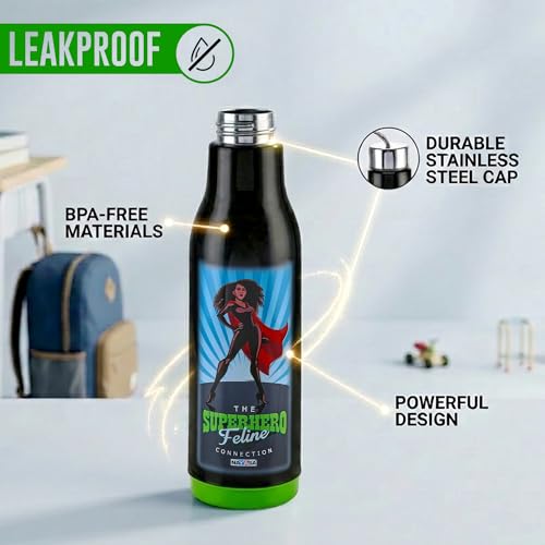 Image of Nayasa Whip 900 ml Insulated Inner Steel Water Bottle | Wide Mouth Leakproof Bottle | BPA-Free Durable Water Bottle | Black