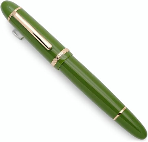 Pluma estilográfica Jinhao X159 (Plumín EF 0.38mm, verde aguacate con clip dorado)
