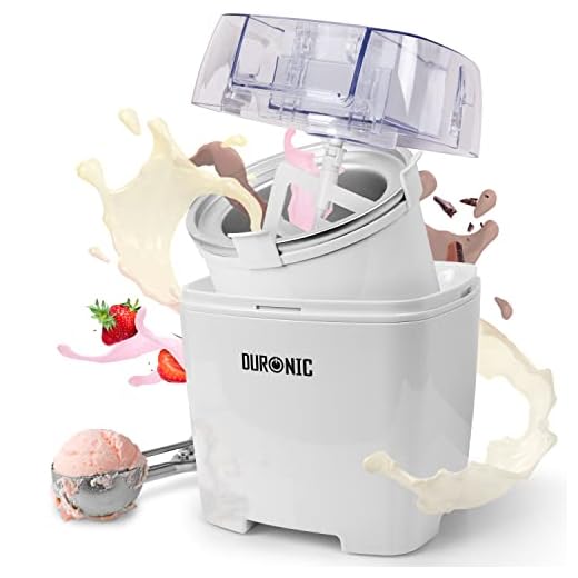 Duronic IM540 IJsmachine | 540 W | 1,5 L Kom | Maak in Slechts 30 Minuten Zelfgemaakte Desserts als Italiaans IJs | Sorbet | Yoghurtijs | Maak Thuis in Uw Eigen Keuken Heerlijk Roomijs Schepijs