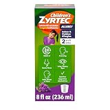 Children's Zyrtec Liquid, Kid's Antihistamine Syrup, Dye-, Sugar-, and Alcohol-Free, Pleasant Grape Flavor, Contains Cetirizine HCl Suitable for Ages 2 Years and Up, 8 fl oz Bottle