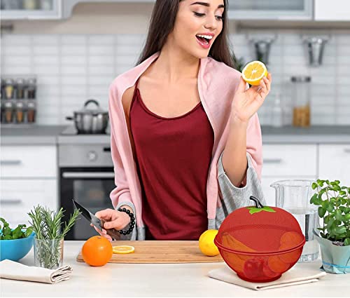 Fruit Basket For Kitchen Countertop Metal Wire Fruit Bowl Vegetables Storage Holder With Lid For Home Decor,Counters,Veggies Produce Organizer #TOP5