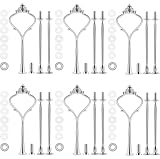 BetterJonny 6 Set Etageren Stangen Set, Basicon Etagere Bausatz Metallstangen Etagerenhalter Mittellochausstech 2 bis 3 Etage für Hochzeitstorte Tortenhalter Torten Etagere Tortenständer Silber