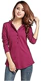 V28® Ladies Women Casual Hoodie Button Tunic Casual Top Long Blouse T shirt
