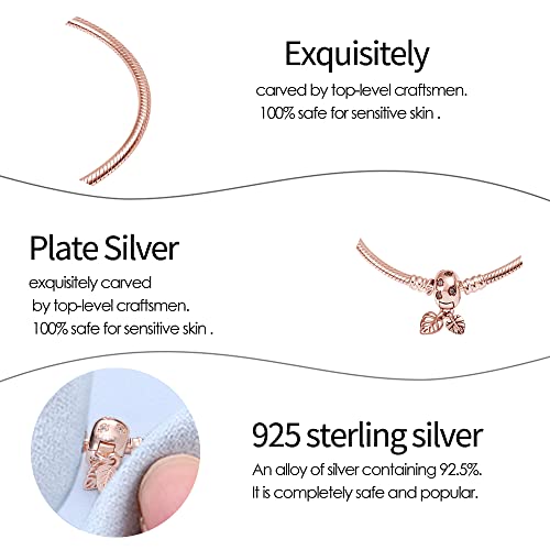 Image of 925 Sterling Silver Snake Chain Bracelets Fit Pandora Charms,Heart Clasp Bracelets Perfect For Any Glamour Gift for Women with 5 A Cubic Zirconia