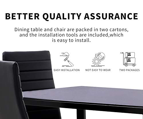 HCY Dining Table Set Dinning Chairs Set of 4 with Table Kitchen Dining Table Set for Small Spaces Home Furniture Dinette Set Rectangular Table, Black - Thumbnail 2