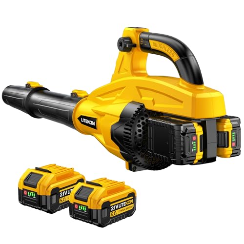 LITEKON Leaf Blower Cordless, Brushless 700CFM & 13 Speed Modes, Electric Cordless Leaf Blowers with 2 x 5.0Ah Batteries and Charger, 21V Powerful Blowers for Lawn Care, Blowing Leaves, Dust, Snow