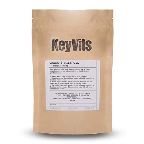 Keyvits Omega 3 Fish Oil 1000Mg - Pure Fish Oil With Epa & Dha | 180 Soft Gel Capsules | Made In The Uk