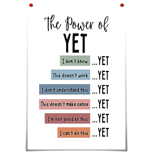BFADMN The Power Of Yet Poster Therapie Büro Dekor DBT Leinwand Wandkunst Boho Klassenzimmer Wachstum Mindset Mental Health Prints School Counselor Power Of Now Decor Poster Kinderzimmer Wand 40,6 x