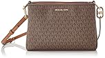 Michael Kors Trisha Sac à bandoulière triple compartiment en cuir Taille M, marron, Medium