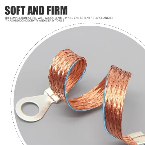 Nowkont Pack-5 Car Engine Grounding Strap Kit, 3 Pcs 9.84\" 2 Pcs 12.9\" Multi-Purpose Flexible Tensile Bendable Copper Braided Tape, Cable Tray Connecting Wire Accessories, Universal for Cars (Gold)