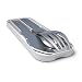monbento - MB Pocket Coton gray case - Stainless steel cutlery set for lunch box - 3 Pieces fork knife spoon - Flatware set ideal for work travel school