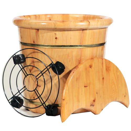 Spa de pies de cedro con rueda universal para relax