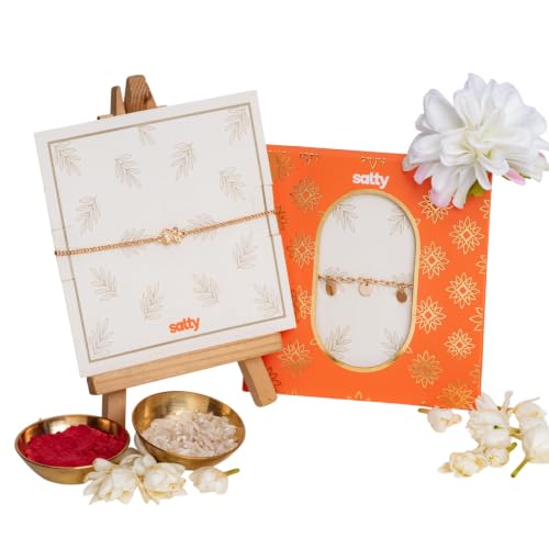 Image of Salty Rakhi for Brother & Bhaiya Bhabhi | Wrist Band Gift Pack for Sister, Bro, Bhaiya and Bhabhi | Bracelet for Men, Women | Fancy Jewellery Combo Gifts | Gift for Rakshabandhan | Traditional Rakhi Gift