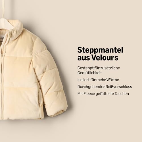 Amazon Essentials x Sofia Grainge Mädchen Steppjacke Velour, Hellbeige, 3 Jahre
