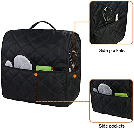 SANWOOD Mixer Cover,Protective Dust Cover for Kitchen Aid Mixer,Mixer Cover Soft Touching with Pockets Safe to Use Dust Cover for Kitchen(Black)