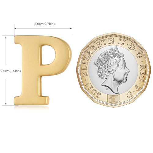 Image of HONEY BEAR Mens Womens Initial Alphabet Letter Lapel Pins Collar Badge Brooches for Business Wedding Graduation Gift Matte Gold 0.59 inches