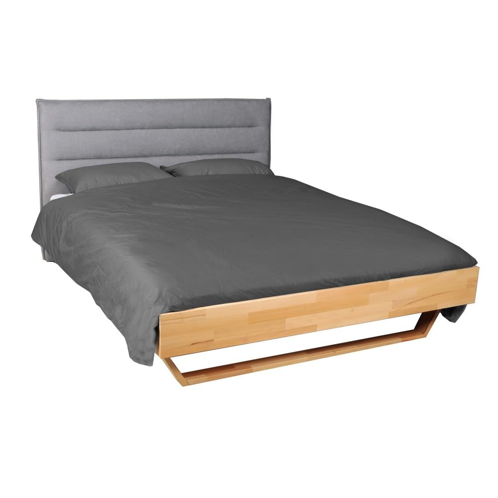 Tête de lit en tissu DAPHNE, compatible avec lits 140 et 160cm, Gris clair