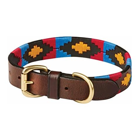 Weatherbeeta Polo Leather Dog Collar - Cowdray Brown Pink Blue Yellow - Matching lead available - Premium tanned leather Cover
